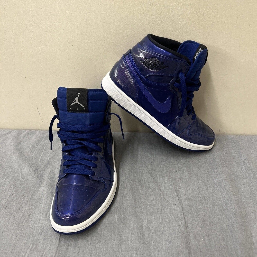 Nike Air Jordan 1 Retro High Deep Royal Patent Leather Shoes 332550-420 Size 9